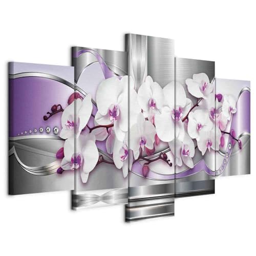 B&D XXL - Tableau Acoustique 200x100 cm 5 Parties - Décoration Murale Anti-Bruit Isolation Phonique Bureau Chambre Panneau Insonorisant Impression sur Toile - Fleur 020110-118