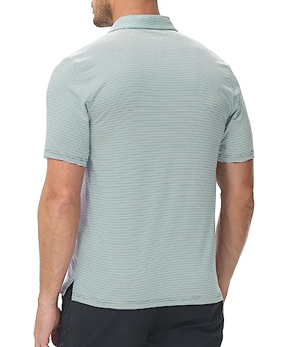 Mofiz Men's Golf Polo Shirts Striped Short Sleeve Moisture Wicking Sports Outdoor Polo Shirts For Men Green Xl #TOP2