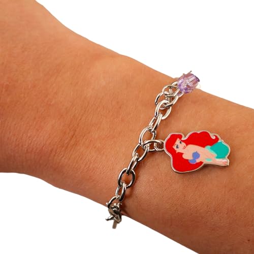 Disney Princess Charm Bracelet for Girls - Bundle with Princess Bracelet comes with Ariel, Cinderella, Belle, & Snow White Charms and More | Disney Bracelet Set2