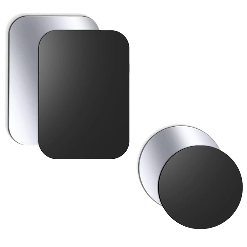 BTOPB 4Stück Magnet für handyhülle Set Magnet handyhalterung magnetplatte selbstklebend (2 Rectangular and 2 Rounds)(2 schwarz und 2 Silber.) Compatible with Magnetic Car Mobile Phone Holder