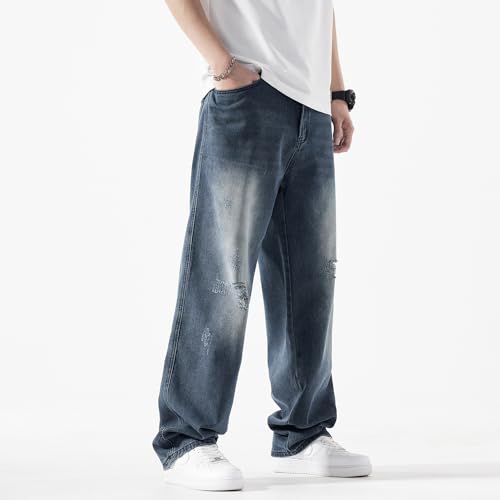 EnllerviiD Men's Baggy Denim Jeans Loose Fit Ripped Distressed Jean Hip Hop Vintage Skater Dance Pants Streetwear3
