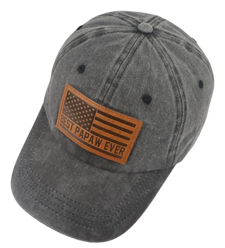 Image of Best Dad Ever American Flag Hat,Adjustable Cotton Embroidered Fathers Day Birthday Gifts for Papa Baseball Cap
