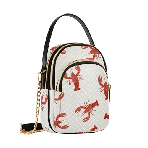 susiyo Crawfish Red Lobsters Small Crossbody Bags Shoulder Bag for Women Multi Zipper Stylish Ladies Messenger Bags Phone Purse Handbag Wallet2