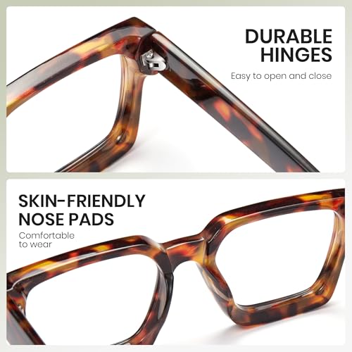 Image of Cyxus 99% Oversized Blue Light Blocking Glasses Women Men Chunky Rectangle Chic Preppy Frame Computer 8143