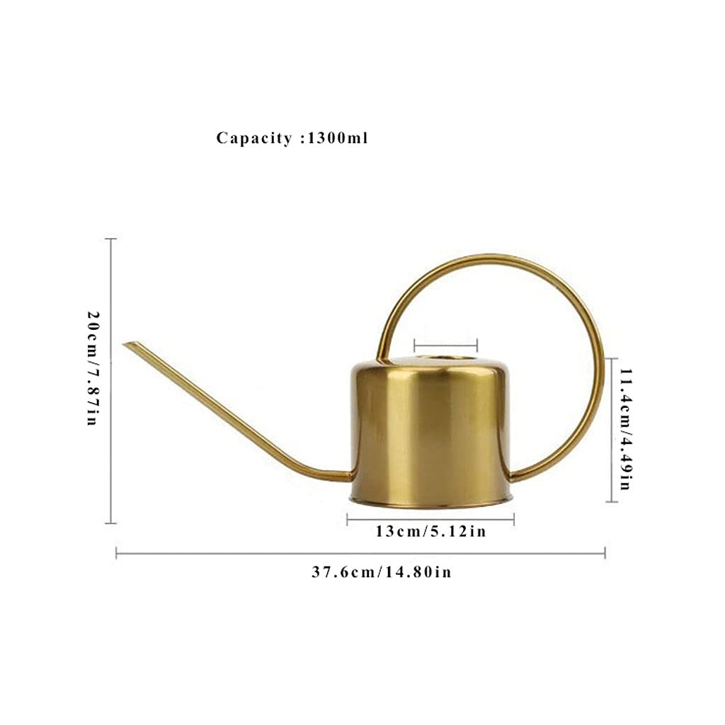 Długa Wylewka Podlewanie Puszka 1000ml Ze Stali Nierdzewnej Podlewanie Garnek Retro Ogrodnictwo Narzędzia do Home Office, Kryty Outdoor House Plant Podlewanie (Color : Gold)