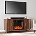 SEI Furniture - Criss Cross Elec.Firebox Fireplace Mantel - Transitional Black Glass - Fully Assembled - Ideal for Living Room, Bedroom (FA4923)