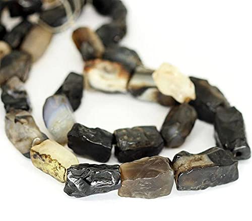 Agate bicolore martelée et brute LKBEADS, fil de perles géométriques 20 pouces pour joaillerie