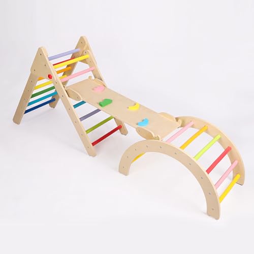 Image of Beipoo Toddler Climbing Toys, Foldable Pikler Triangle Set, Montessori Wooden Climbing Set for Baby, Kids Indoor Climbing Ladder, Baby Playground Play Gym Gift for Boys Girls