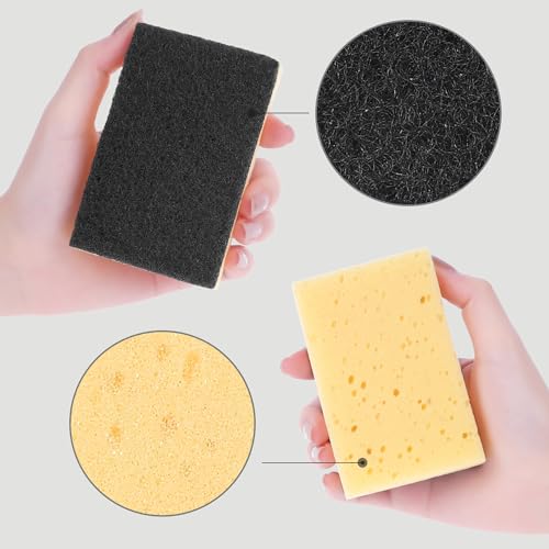 Image of 8 Pack Scratch Scrub Sponges, Kitchen Sponges Clean Tough Messes for Washing Dishes and Cleaning The Kitchen and Bath 3.9 inchx2.4 inchx1 inch Black