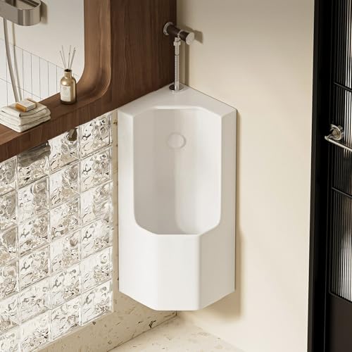 Urinario de pared manual de 60cm en cerámica blanca para baños