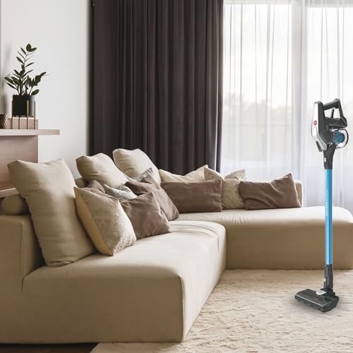 Hoover HF322TP Aspirateur Balai sans Fil Multi-Fonctions, Puissant, Grande Autonomie, Double éclairage LED, Brosse Anti-emmêlement, Mini Turbobrosse Spéciale Animaux, Charge Rapide, Gris Bleu Skyfall