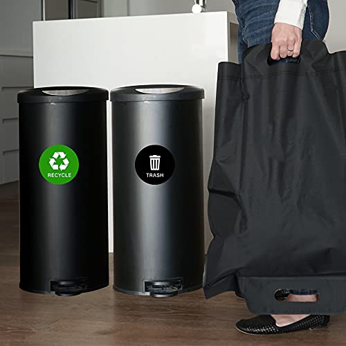 Recycle Sticker Trash Bin Label (5 Inch) Round Decal Organize Garbage Waste From Recycling- Laminated Waterproof Self-Adhesive Vinyl Green For Recycling, Black For Trash Indoor-Outdoor (Green, 4-Pack) #TOP6