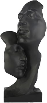 SMRTHMRT Modern Love Sculpture - Couple Cuddling Face-to-Face Statue,Resin Figurine, Romantic Gift, Home & Office Desk Art, Valentines Black