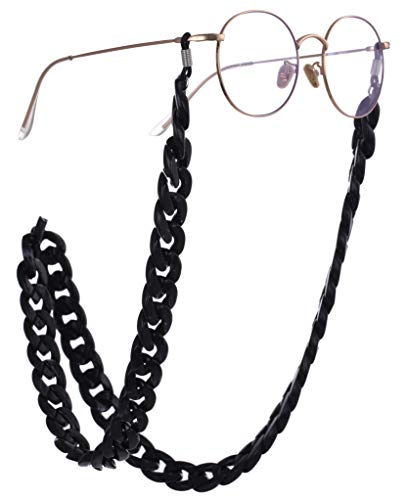 EUEAVAN - Gafas de sol vintage con cadena de resina para gafas de sol con trabillas ajustables de silicona para niñas y mujeres, festivales de vacaciones, regalos negro negro Cover