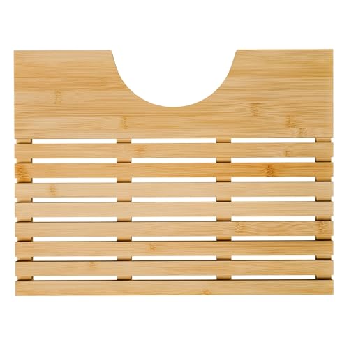 Bargain House Bamboo Bathroom Mat Collection, Wooden Bath Mat, U-Shaped Toilet Mat & Combo Set, Anti-Slip, Water-Resistant Duckboards for Indoor & Outdoor Use (Toilet mat)