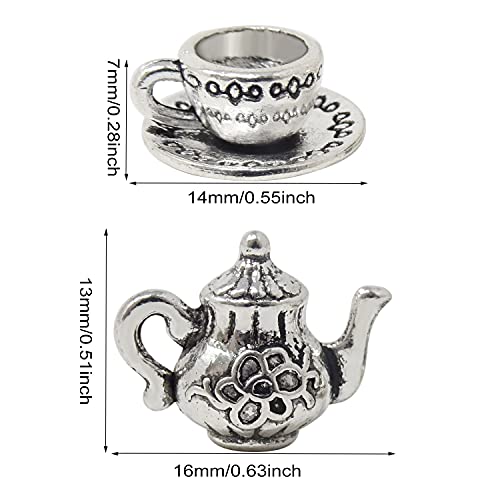 Honbay 40Pcs Metal Teapot Tea Cup Charms Pendant Antique Silver Plated Coffee Mug Jewelry Findings For Diy Necklace Earring Bracelet Keychain Craft Making #TOP1