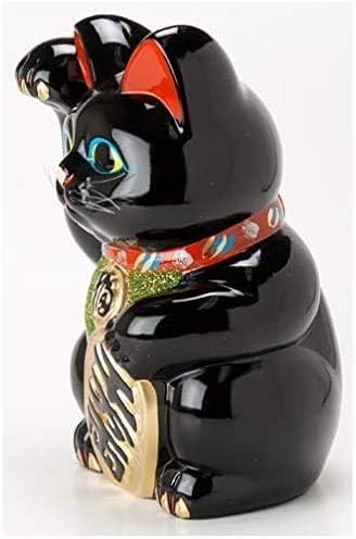 Miniatura 3 de Hecho en Japón Lucky Cat 9.1 pulgadas en altura Tokoname Porcelana Negro Maneki Neko Mano Derecha