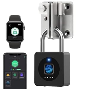 Gym Locker Padlock eLinkSmart Fingerprint Mobile APP Unlock Remote Management Outdoor Waterproof Keyless Biometric Padlock for Gym Luggage Bags Locker Storage Tool Box Gun Case Footlocker Black