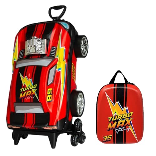 KIT MOCHILA COM RODAS + MOCHILA DE COSTAS MAXTOY TURBOMAX RAY VERMELHO
