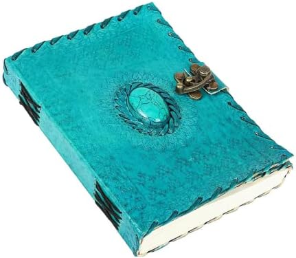 Leather Journal for Writing 5"x 7", Genuine Leather Bound Journal for Men Women, 200 Plain Pages Leather Notebook for Traveling, Vintage Brass Lock Diary