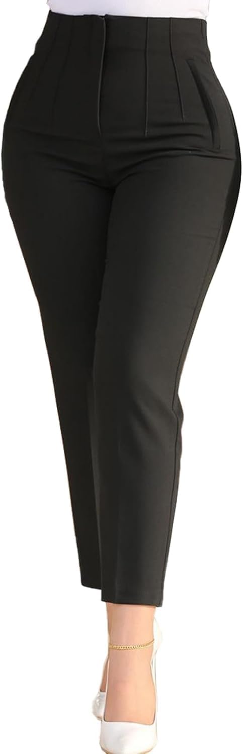 Womens Straight Leg Pants 2025 High Waisted Stretchy Business Casual Work Pants Dress Office Trousers with Pockets