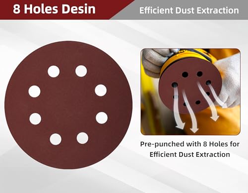 Schleifpapier 115mm Klett Körnung 120, 30 Stück 115mm Schleifscheiben für Exzenterschleifer(8 Loch)