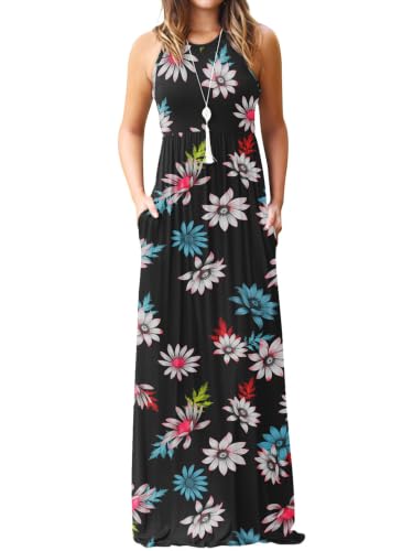 Image of DEARCASE Women's Sleeveless Summer Maxi Dress with Pockets,Beach,Vacation