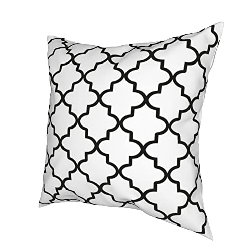 Kissenbezüge, modern, weiß und schwarz, marokkanisches Vierpass-Design, weich, quadratisch, dekorativ, für Sofa… – Bild 4