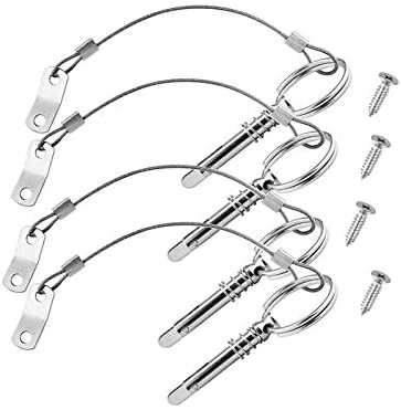 OSTARE Boat Bimini Pins Quick Release Stainless with Lanyard Bimini Top Boat Canopy Pins 4PCS W/Screws