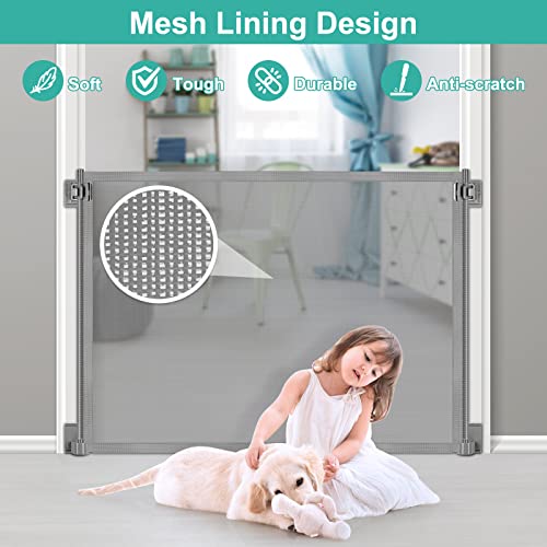 Safety Mesh Dog Gate 41In Roll Up Manually Pet Gates Magic Indoor Outdoor Fabric Baby Gate Support Screw And Adhesive Installation(Unretractable/Unadjustable Gate) #TOP7