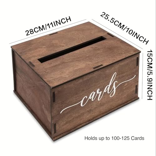 Caja para tarjetas de boda de madera con ranura para recepción 3