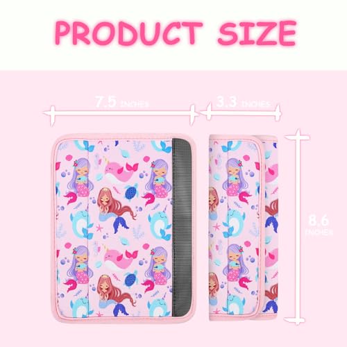 Image of YR Seat Belt Cover for Kids, Soft Comfort Seat Belt Cushion for Children, Cute Cartoon Pattern Car Seat Belt Pads Cover for Girls and Boys, 1 Pack (Cute Mermaid)
