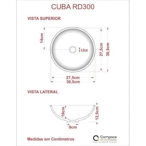 Cuba de Apoio para Banheiro R30W Redonda Compace