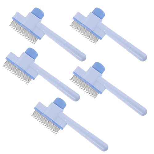 SUPVOX - SUPVOX 5 Pièces Peigne de Toilettage pour Petits Animaux Peigne Démêlant Acier Inoxydable Brosse Auto-nettoyante Antistatique pour Chats Chiens et Animaux à Poils Courts