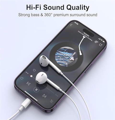 2 Packs for iPhone Headphones Wired Earbuds/Earphones with Built-in Microphone & Volume Control HiFi Stereo Nosie Reduction Compatible for iPhone 14 13 12 11 Pro Max XS XR X 8 7 6, Support All iOS - 5