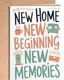 New Home Card - Housewarming Card for New Homeowners - Apartment Congratulations - Congrats on Your New Home - Moving House for Couples, Family - New Beginning and Memories
