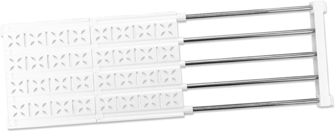 Shelf Divider and Organizer for Closets Adjustable Tube Storage Rack for Wardrobe Cupboard and Bathroom Easy Install Glue Required White