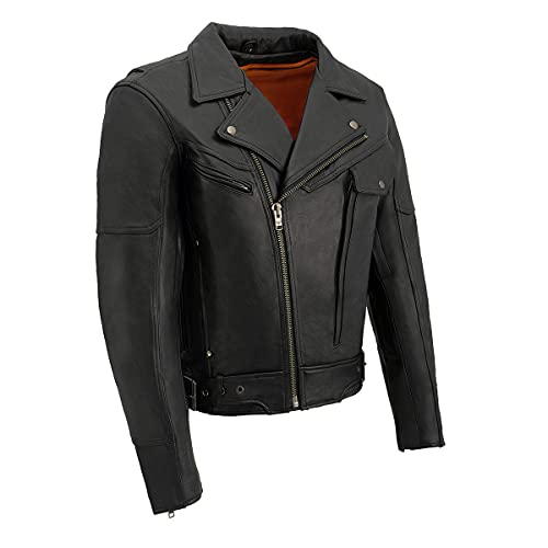 Milwaukee Men's Side Set Belt Utility Pocket M/C Jacket (Black, Medium)