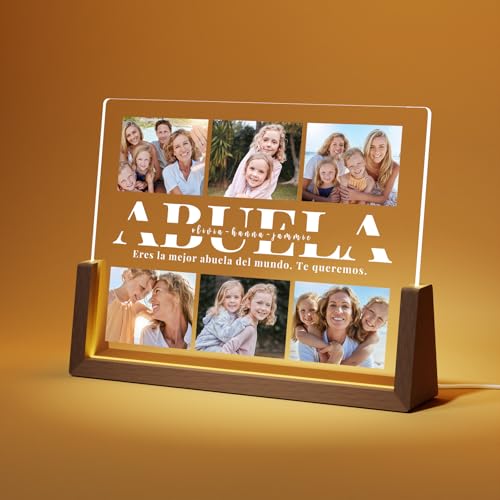 LUCKOR Lampara Personalizada con Foto - Regalo Personalizado para Abuela - Regalos Originales para Bisabuela - Ideas Regalos para Abuelas de Navidad Cumpleaños san Valentin - Regalo dia de la Abuela