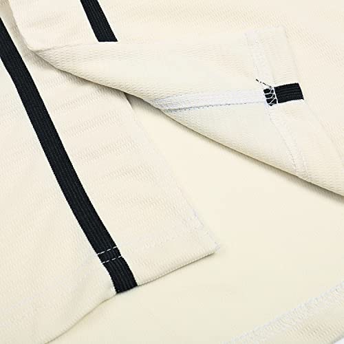 DEHANER Cream Blank Baseball Jersey for Men Women Adult Hip Hop Hipster Button Down Shirts Sports Uniforms Outfits Black Stripe-Cream Jersey Size Small - Thumbnail 6