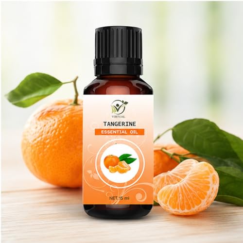 Image of VIRTUAL Tangerine Essential Oil 15ml Pure Aromatherapy Essential Oil for Diffuser Massage Spa Relaxation Home Fragrance and Wellness