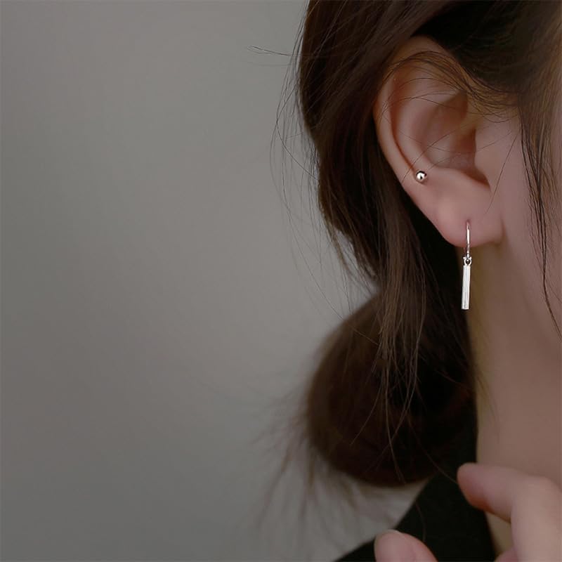 ONLYJUMP 18K Yellow Gold Bar Drop Earrings for Women 14K Gold French Style Leverback Dangle Drop Earrings Lightweight Earrings Jewelry Gift - Image 4