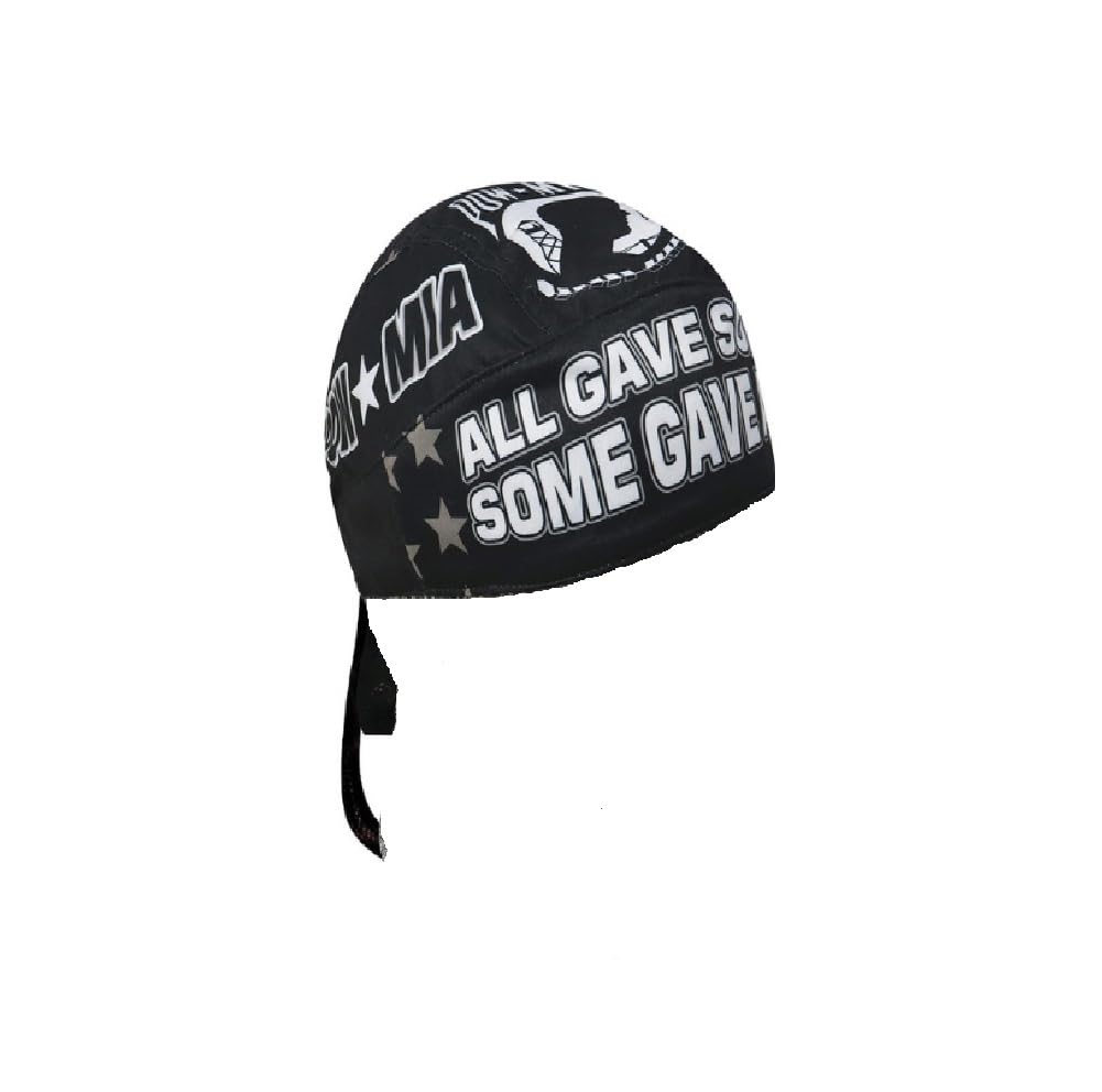 Black White POW MIA Prisoner of War Missing in Action Logo Military Headwrap Head Wrap Durag Doo Rag