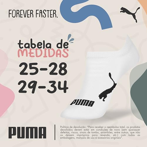 PUMA Kit 6 Pares Meia Infantil Cano Curto Sapatilha Everyday Juvenil Unissex, 1 Azul Claro - 1 Marfi