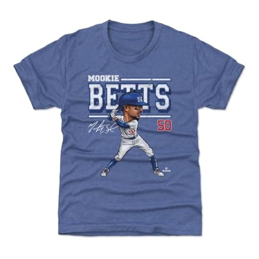 500 LEVEL Mookie Betts Youth Shirt (Kids Shirt, 10-12Y Large, Tri Royal) - Mookie Betts Cartoon WHT