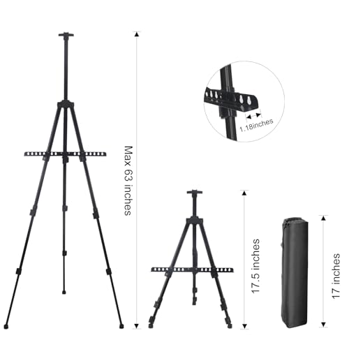 HUAZI Art Easel Stand for Canvas 2Pack Display Standing Artist Drawing Easel for Painting with Carry Bag Portable for Indoor Outdoor Perfect for Adult Kids,Black