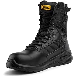 Botas De Jebe Punta De Acero BLACK HAMMER Botas de Trabajo de Seguridad tácticas para Hombre Hidrófugo Ligeras y Transpirables con Puntera y Entresuela de Acero Ideal para Combate Policial y Ejército S3 SRC 6666 Negro (47 EU)