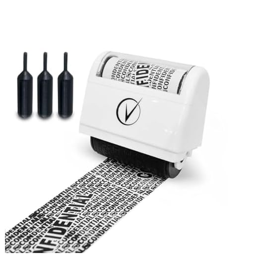 Vantamo Identity Theft Protection Roller Stamp for Hiding Sensitive Information, Wide Confidential Stamp with 3 Ink Refill, Security Stamp Roller for Identity Theft Prevention, Classy White