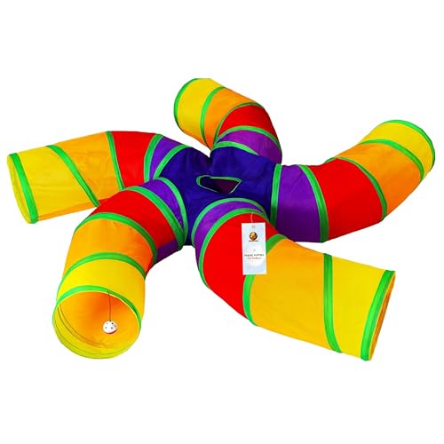 Image of Foodie Puppies Interactive Foldable Hiding 5-Way Curved Tunnel with Hanging Ball for Cats (Swirl Patels Tunnel) | Puzzle & Training Cave Suitable for Cat, Kitten, Rabbit, Guinea Pig & Puppies