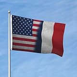 Drapeau de la France rétro américain 3 x 5 pieds, bannière en polyester, double face, pour jardin, extérieur, maison, cour, festival, décoration